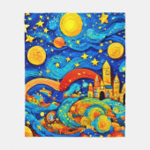 Cartoon Sterrennacht Kunst Fleece Deken (Voorkant)