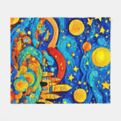 Cartoon Sterrennacht Kunst Fleece Deken (Voorkant (Horizontaal))