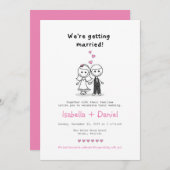 Cartoon Stick Figuur bruiloft Kaart (Voorkant / Achterkant)