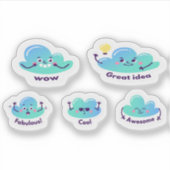 Cartoon sticker set voor geweldig werk (Voorkant)