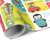 Cartoon stijl Advent Calendar Holiday Cadeaupapier (Rol Hoek)