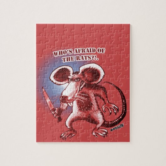 cartoon-stijl boze rattenmes legpuzzel (Verticaal)