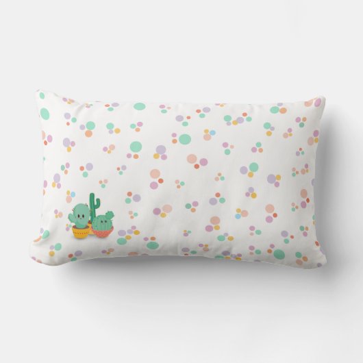 Cartoon-stijl Cacti veelkleurige Polka Dots Kussen (Voorkant)