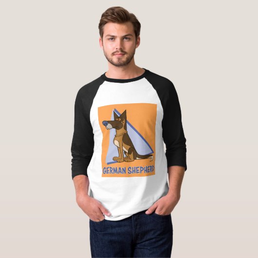 Cartoon stijl Duitse herder T-shirt (Voorkant volledig)