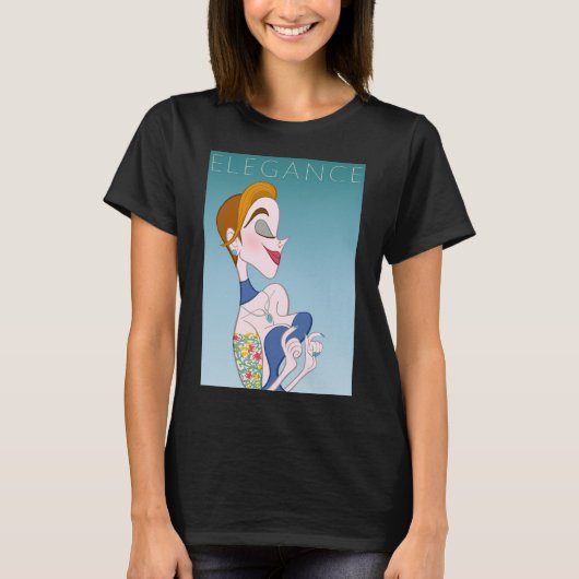 Cartoon Stijl Elegante Vrouw T-shirt (Voorkant)