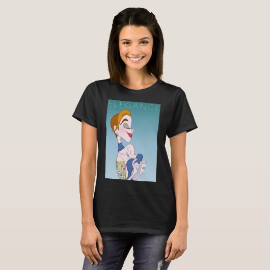 Cartoon Stijl Elegante Vrouw T-shirt (Voorkant volledig)