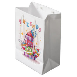 Cartoon stijl Friends Bird & Wol Medium Cadeauzakje