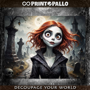 Cartoon stijl griezelig meisje in Halloween stemmi Tissuepapier