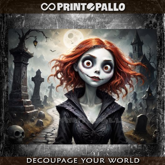 Cartoon stijl griezelig meisje in Halloween stemmi Tissuepapier