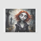 Cartoon stijl griezelig meisje in Halloween stemmi Tissuepapier (Voorkant)