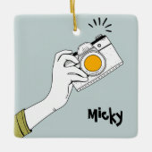 Cartoon stijl hand klikken op een camera Ornament (Voorkant)