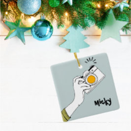 Cartoon stijl hand klikken op een camera Ornament