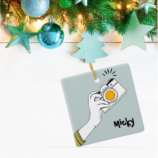 Cartoon stijl hand klikken op een camera Ornament