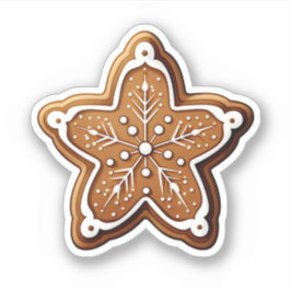 Cartoon stijl kerstkoekje met sneeuwvlok sticker