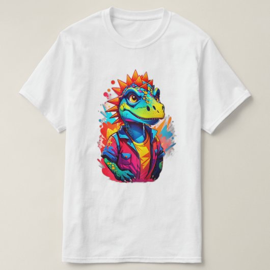 Cartoon Stijl Levendige Dinosaurus Pouting T-shirt (Design voorkant)
