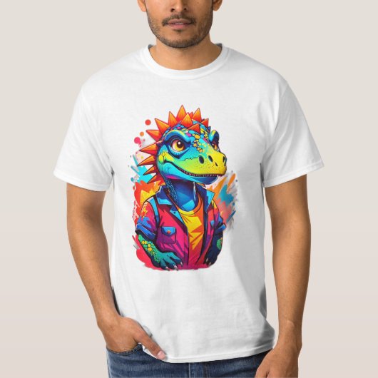 Cartoon Stijl Levendige Dinosaurus Pouting T-shirt (Voorkant)