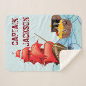 Cartoon stijl Pirate Boat strepen Sherpa Deken (Voorkant (horizontaal))