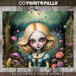 Cartoon stijl psychedelische Alice in het wonderla Tissuepapier