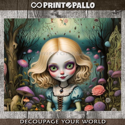 Cartoon stijl psychedelische Alice in het wonderla Tissuepapier