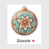 Cartoon Stijl Rond Kerstkoekje met Bloem Sticker (Vel)