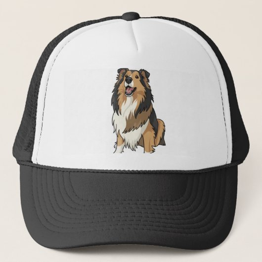 Cartoon stijl Sheltie Trucker Pet (Voorkant)
