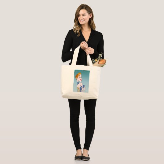 Cartoon stijl vrouw met elegantie grote tote bag (Voorkant (model))
