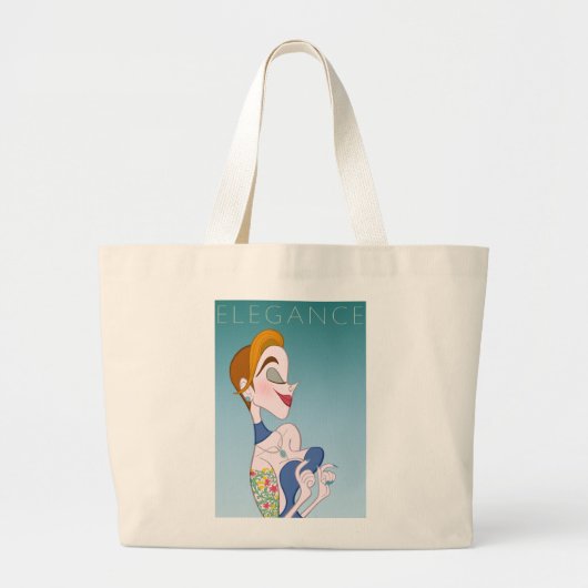 Cartoon stijl vrouw met elegantie grote tote bag (Voorkant)