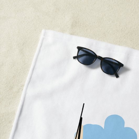 Cartoon-stijl Zeilboot en vuurtoren Strandlaken (In situ)