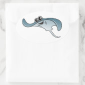 Cartoon Stingray Ovale Sticker (Tas)