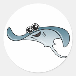 Cartoon Stingray Ronde Sticker
