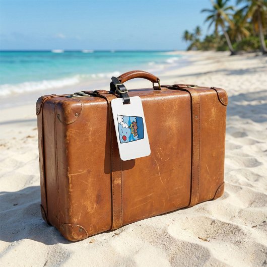 Cartoon stoomschip op Ocean Waves Nautical Art Bagagelabel