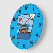 Cartoon stoomschip op Ocean Waves Nautical Art Grote Klok (Hoek)