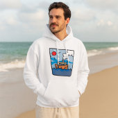 Cartoon stoomschip op Ocean Waves Nautical Art Hoodie
