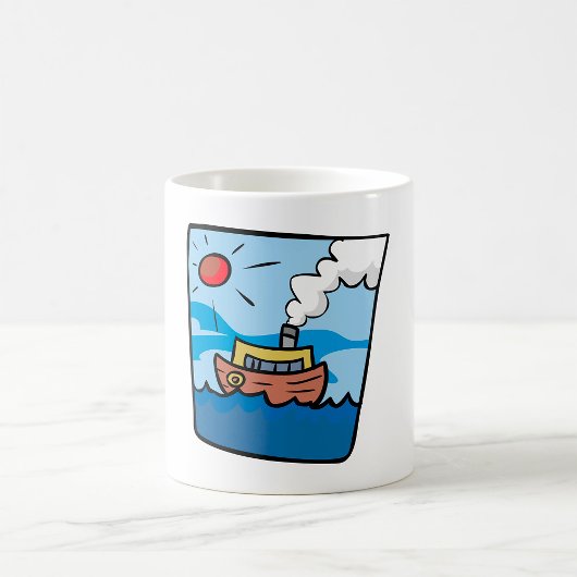 Cartoon stoomschip op Ocean Waves Nautical Art Koffiemok