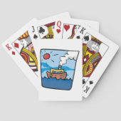 Cartoon stoomschip op Ocean Waves Nautical Art Pokerkaarten (Achterkant)