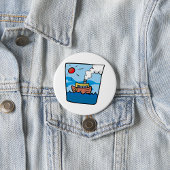 Cartoon stoomschip op Ocean Waves Nautical Art Ronde Button 7,6 Cm