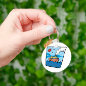 Cartoon stoomschip op Ocean Waves Nautical Art Sleutelhanger