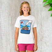 Cartoon stoomschip op Ocean Waves Nautical Art T-shirt