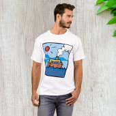 Cartoon stoomschip op Ocean Waves Nautical Art T-shirt