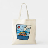 Cartoon stoomschip op Ocean Waves Nautical Art Tote Bag (Achterkant)