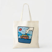 Cartoon stoomschip op Ocean Waves Nautical Art Tote Bag (Voorkant)