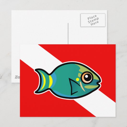 Cartoon Stoplight Parrotfish Duikvlag Briefkaart (Voorkant / Achterkant)