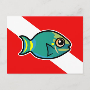 Cartoon Stoplight Parrotfish Duikvlag Briefkaart