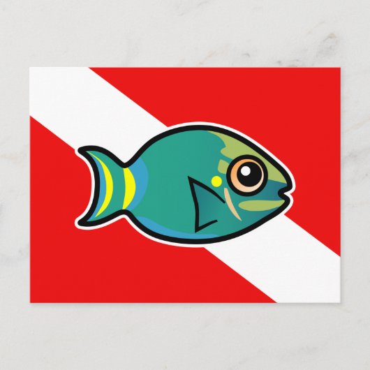 Cartoon Stoplight Parrotfish Duikvlag Briefkaart (Voorkant)