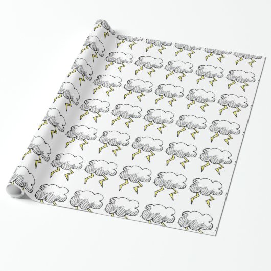 Cartoon Storm Cloud Rainy Day Design Cadeaupapier (Uitgerold)