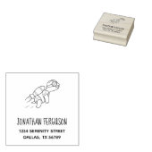 Cartoon straaljager schildpad adres rubberstempel (Gestempeld)