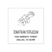 Cartoon straaljager schildpad adres rubberstempel (Afrduk)