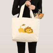 Cartoon Stretching Lion strand bag Grote Tote Bag (Voorkant (product))