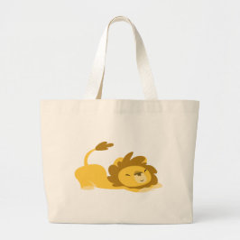 Cartoon Stretching Lion strand bag Grote Tote Bag