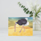 Cartoon struisvogels met kop in zand briefkaart (Staand voorkant)